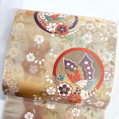 袋帯 牡丹 唐花 蝶 グラデーション 金糸 着物 122b d ms - メルカリ