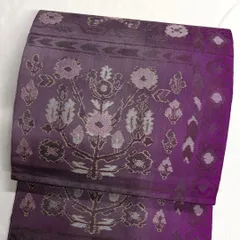 開き名古屋帯　花模様　抽象模様　グラデーション金糸　着物　105tz