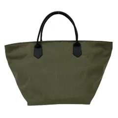 Herve Chapelier(エルベシャプリエ) ハンドバッグ レザーハンドル舟型トートM カーキ×黒 NDライン レザー