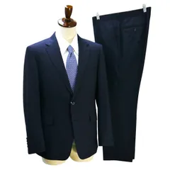 美品 パーソンズ 2つボタン シングルスーツ AB5 M ダークネイビー シャドーストライプ ノータック 本切羽 春秋冬 PSU20W09 6NA020 【送料無料】【中古】【メンズビジネス】202601