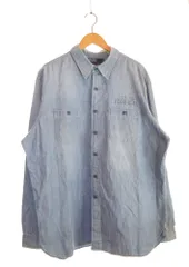 ラルフローレン RalphLauren 90s シャンブレーシャツ マチ付き 両面ステンシル 90's 長袖シャツ ブルー 3Lサイズ 103MT-3765