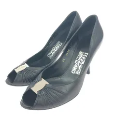 Salvatore Ferragamo サルヴァトーレフェラガモ オープントゥパンプス/ヴァラ 表記サイズ:7 レザー    ブラック レディース / 240001181202