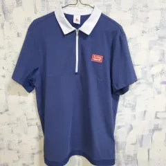 ルコックスポルティフ ネイビー ハーフジップ 半袖 カラーTシャツ L
