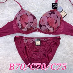 ブラショーツセット B70 C70 C75 レッド ボルドー 赤 レース 花柄 バラ 水彩  上品 可愛い セクシー