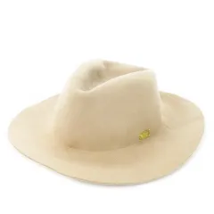 カシラ CA4LA 中折ハット ソフト帽 女優帽 ウール フェルト ロゴ プレート ベージュ /CK16 ■GY18