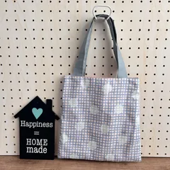 No.7 ぺたんこ台形バッグ✳︎ミニバッグ✳︎お散歩バッグ✳︎チェック　水玉 ブルー