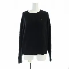 トミーヒルフィガー TOMMY HILFIGER ニット セーター 長袖 ケーブル編み ロゴ ワンポイント XS 黒 ブラック WW39906 ■GY19 /MQ