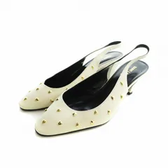 サンローラン パリ SAINT LAURENT PARIS パンプス ストラップ スタッズ ハート ロゴ レザー 36 23cm 白 ホワイト ■GY19 /MQのサムネイル