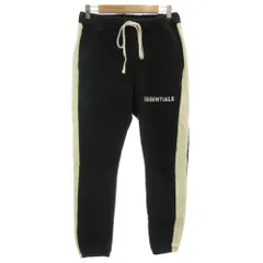 エフオージー エッセンシャルズ FOG ESSENTIALS サイドライン スウェットパンツ イージー バイカラー ロゴ 裏起毛 S 黒 ブラック 白 ホワイト /GV ■GY19