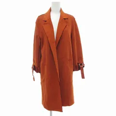 タグ付き ロングコート ジャケット ボタンレス フェイクスエード M オレンジ /JS