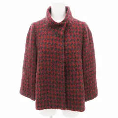 ヒロコビス HIROKO BIS ポンチョ ウール 総柄 起毛 赤 レッド 11 /IYのサムネイル