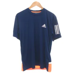 アディダス adidas タグ付き Tシャツ 半袖 L スポーツウエア 3ストライプス クルーネック ロゴ 青 ブルー /GV