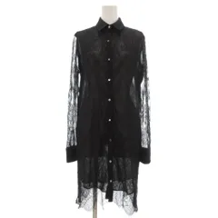 ルシェルブルー LE CIEL BLEU タグ付き シャツワンピース ブラウス シアー スカラップヘム 長袖 総レース 40 黒 ブラック /YJ