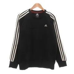 アディダス adidas タグ付き スウェット トレーナー L プルオーバー 長袖 ロゴ スリーストライプス 黒 ブラック /AE