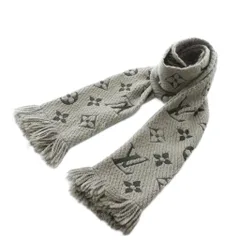 ルイヴィトン LOUIS VUITTON エシャルプ ロゴマニア マフラー ストール ウール シルク混 モノグラム 総柄 フリンジ グリペルル グレー M74742 /XZ ■OH ■GY19