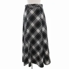 ジーナシス JEANASIS タグ付き チェック切替フレアスカート マキシ ロング M 黒 ブラック 白 ホワイト /UO ■GY39