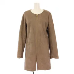 アーバンリサーチ URBAN RESEARCH Sonny Label ノーカラー フェイクファーコート ロング ジップアップ 38 茶 SLL09-KM13001 /BM ■MT