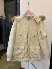 ローレン ラルフローレン アイボリー フード ファー ダウン アウター