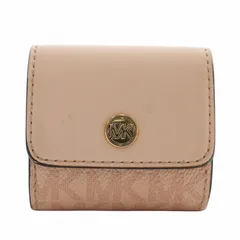 マイケルコース MICHAEL KORS エアポッツケース Airpods キーホルダー PVC レザー シグネチャー 総柄 ロゴ ゴールド金具 ピンク 35F0GTVL0B /XZ ■GY18