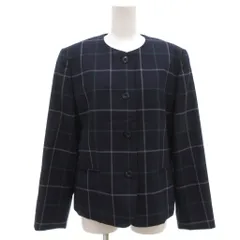 バーバリーズ Burberrys ヴィンテージ ノーカラージャケット チェック柄 11 紺 ネイビー /AE ■GY17