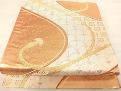 平和屋着物◎六通柄袋帯　唐織　吉祥組紐文　金糸　正絹　逸品　AABE3711yxのサムネイル