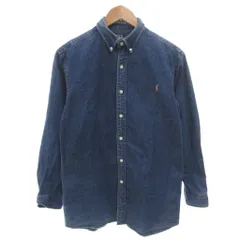 ポロ バイ ラルフローレン Polo by Ralph Lauren デニムシャツ 170 インディゴ 長袖 ボタンダウンカラー ポニー刺繍 /FF