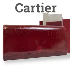 【綺麗め】Cartier カルティエ　二つ折り長財布　折り財布　ロングウォレット　レッド　ハッピーバースデー　エナメル　パテントレザー　小銭入れ　札入れ　レシート入れ　レディース　財布　長財布　折りたたみ財布　ブランド財布　人気財布　高級