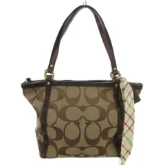 コーチ COACH ハンドバッグ レザー 茶 ブラウン シグネチャー柄 スカーフ付き F13005 /FF ■GY18
