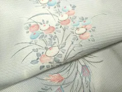 平和屋着物＊夏物　小紋　絽　花籠文　暈し染め　正絹　逸品　CABB9808ze
