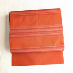 美品★名古屋帯 ストライプ 縞 名古屋仕立て 正絹 197