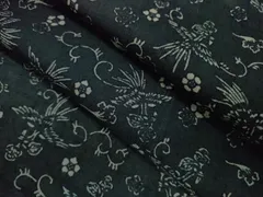 平和屋着物＊夏物　小紋　紗紬　型染め　鳳凰花唐草文　正絹　逸品　CABB9824ze