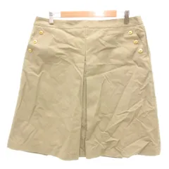 インディヴィ INDIVI 台形スカート ひざ丈 46 ベージュ 飾りボタン /NL ■GY58