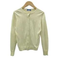 バーバリーブルーレーベル BURBERRY BLUE LABEL ニットカーディガン 38 M アイボリー 長袖 ラウンドネック ロゴ刺繍 /HO38 ■GY61