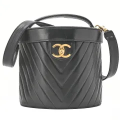 CHANEL シャネル　ラムスキン　シェブロン　ビコローレ　2way　バニティ　ショルダー　黒（ゴールド金具） レディース バッグ ショルダーバッグ レディース 【中古】【送料無料】