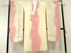 平和屋着物●振袖用長襦袢　無双仕立て　舞桜地紋　暈し染め　丹後ちりめん　やまと誂製　反端付き　正絹　逸品　AABF4290cs