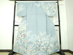 D337＋D357 訪問着　総刺繍　水色　正絹着物　袷　しつけ糸付き未使用極美品 D337＋D357 訪問着 総刺繍 水色 正絹着物 袷 しつけ糸付き未使用極美品