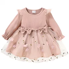 長袖 半袖 前撮りベビードレス フォーマル 七五三 春夏秋 結婚式 きれいめ 入学式 桜の花付き 子供祝い キッズ 赤ちゃん ドレス 子供 1歳2歳3歳 ワンピース 誕生日 女の子 チュールワンピース [coolspace]