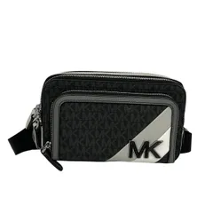 MICHAEL KORS(マイケルコース) ウエストポーチ美品  - 黒×ダークグレー×マルチ レザー