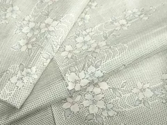 平和屋着物●本場大島紬　白大島　9マルキ　流水草花文　正絹　逸品　未使用　DABB0543ud