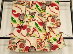 平和屋着物[]セミアンティーク　七五三　女の子　5歳　祝着　四つ身　立波花文　金彩　正絹　逸品　AABF2185ja