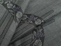 平和屋着物●本場大島紬　9マルキ　葡萄蔦の葉文　正絹　逸品　DABB0565ud