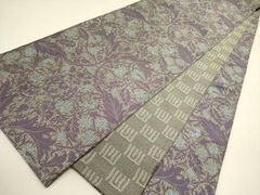 専用帯9096 ●弥栄織物謹製 正絹 藍 紅型 両面全通リバーシブル 袋帯 芭蕉 帯9096 ○弥栄織物謹製 正絹 藍 紅型 両面全通 リバーシブル 袋帯 芭蕉