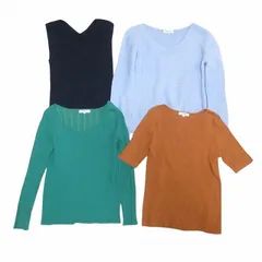 ナチュラルビューティーベーシック NATURAL BEAUTY BASIC 4点セット タグ付き有 ニット ノースリーブ 半袖 長袖 薄手 厚手 まとめ M 紺 水色 緑 茶系 X