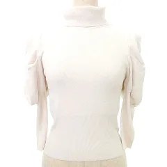 スナイデル SNIDEL ボリュームショルダーニット プルオーバー カットソー 七分袖 レーヨン F 白 ホワイト ■MMI A0624