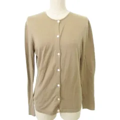 ラルフローレン RALPH LAUREN 美品 カーディガン ワンポイント ロゴ クルーネック 薄手 Lサイズ 茶 ブラウン ■MET1