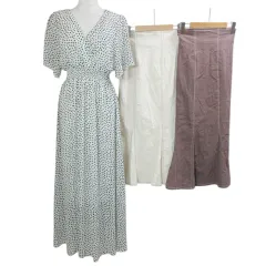 グレイル GRL 3点セット おまとめ ロング マーメイド スカート ワンピース 半袖 総柄 無地 Mサイズ ブラウン アイボリー 白 黒 MMT X