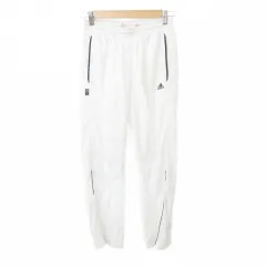 アディダス adidas トラック パンツ ワンポイント ロゴ ウエストゴム 薄手 Sサイズ 白 ホワイト ■GY61