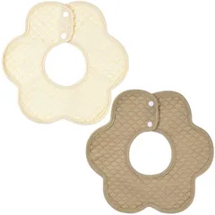 【特価商品】360 防水 オーガニックコットン100% 赤ちゃん シンプルな合わせやすい柄 新生児 よだれたっぷりの赤ちゃんも安心の防水性 女の子 よだれかけ 男の子 6重ガーゼ スタイ セット [L.]