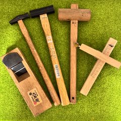 大工道具5点セット★ミニカンナ六兵衛★先切金鎚★TOPMAN玄能★木槌★毛引き★DIY