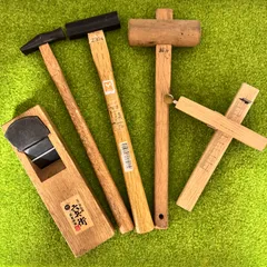 大工道具5点セット★ミニカンナ六兵衛★先切金鎚★TOPMAN玄能★木槌★毛引き★DIY